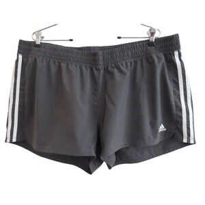 Adidas Shorts Womens 2XL Gray AEROREADY 3 Stripe Running Gym Training